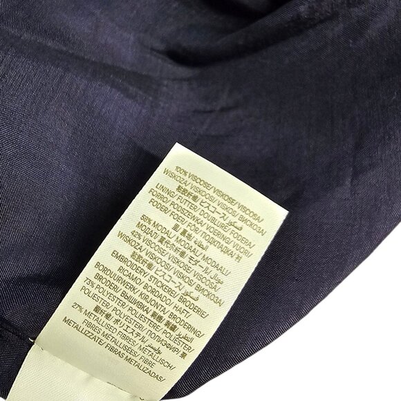 Boden Embroidered V-Neck Midi Dress, Navy, Long Sleeve, Feminine, Size 2 - Picture 9 of 10